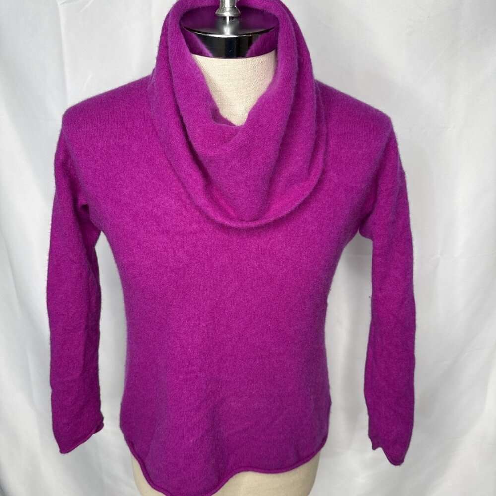 Isaac Mizrahi Live Cashmere Sweater Womens Sz M Cowl Neck Purple Magenta